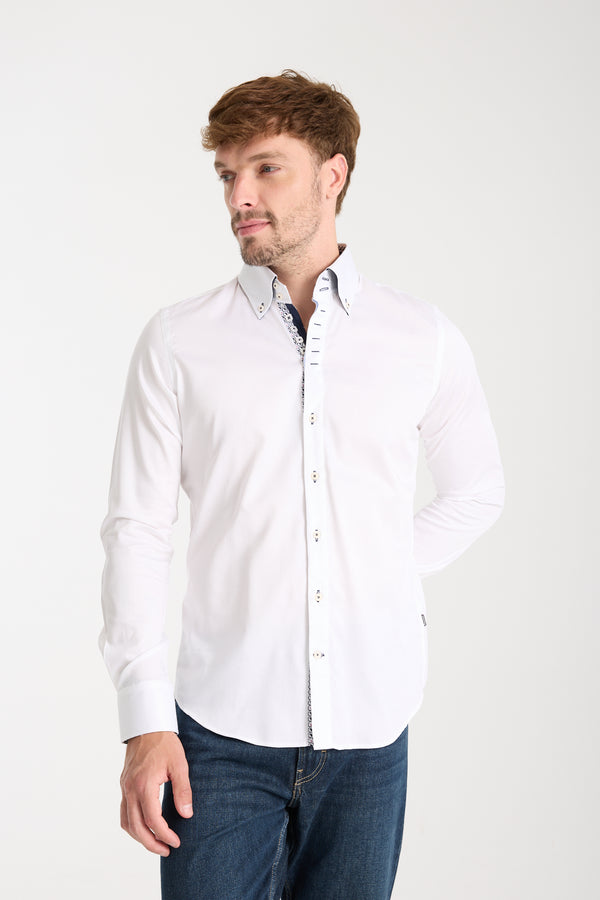 Roma Satin Man Shirt White