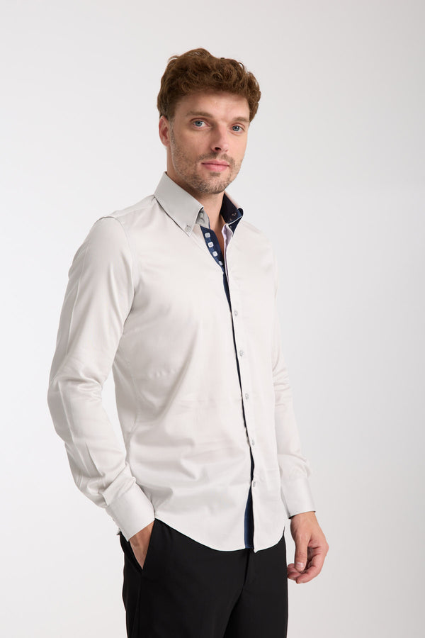 Chemise Homme Roma Iconic Satin Gris