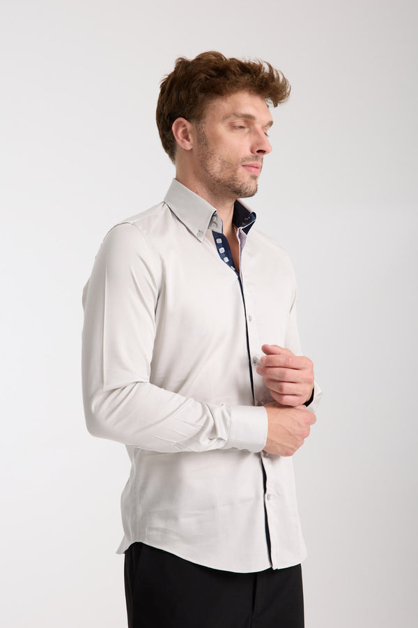 Chemise Homme Roma Iconic Satin Gris