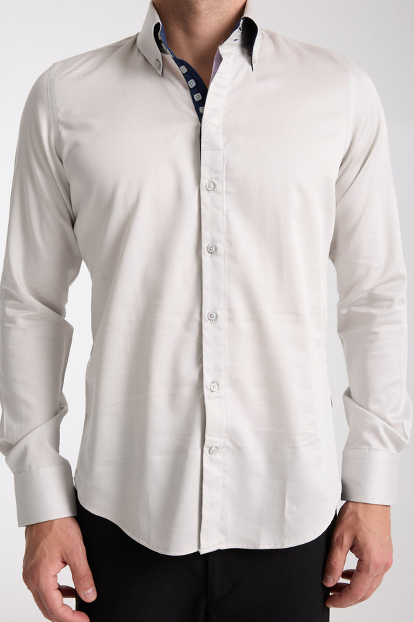 Chemise Homme Roma Iconic Satin Gris