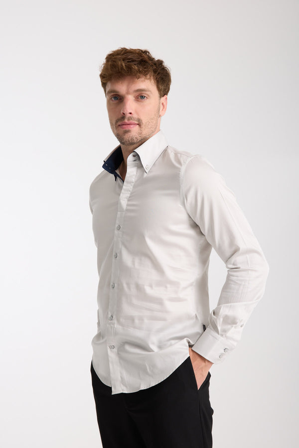 Chemise Homme Roma Iconic Satin Gris