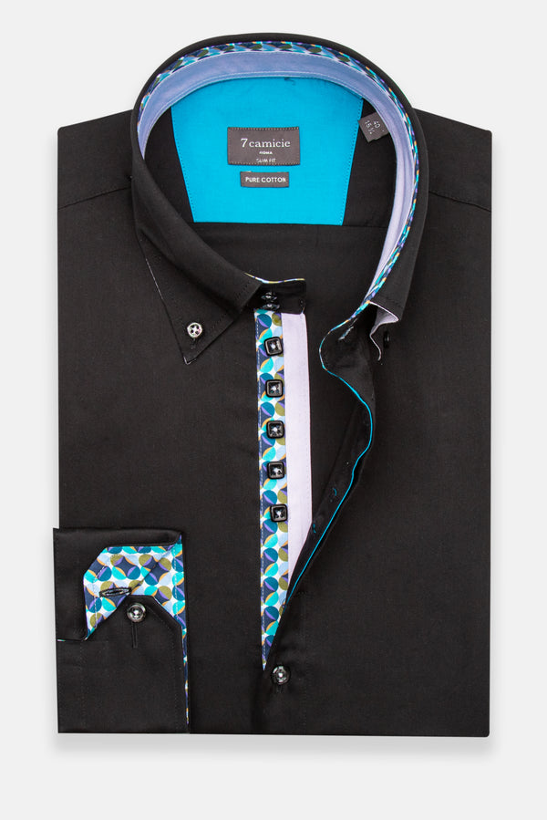 Chemise Homme Roma Iconic Satin Noir