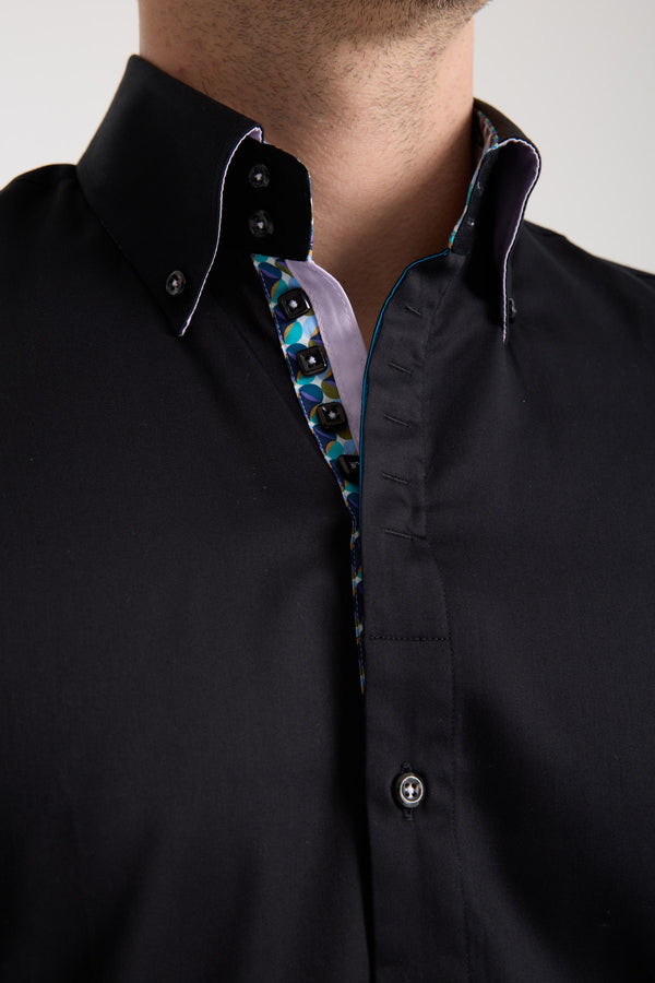 Chemise Homme Roma Iconic Satin Noir