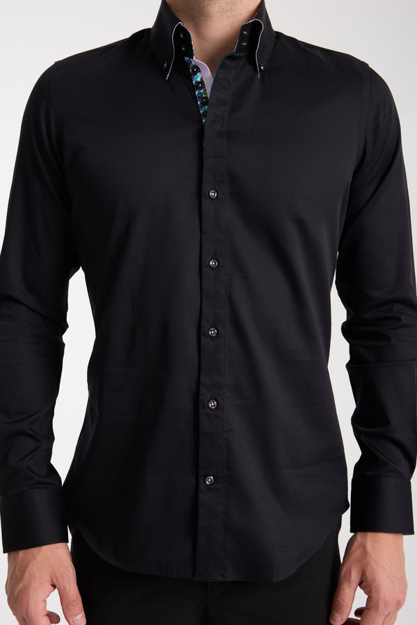 Chemise Homme Roma Iconic Satin Noir