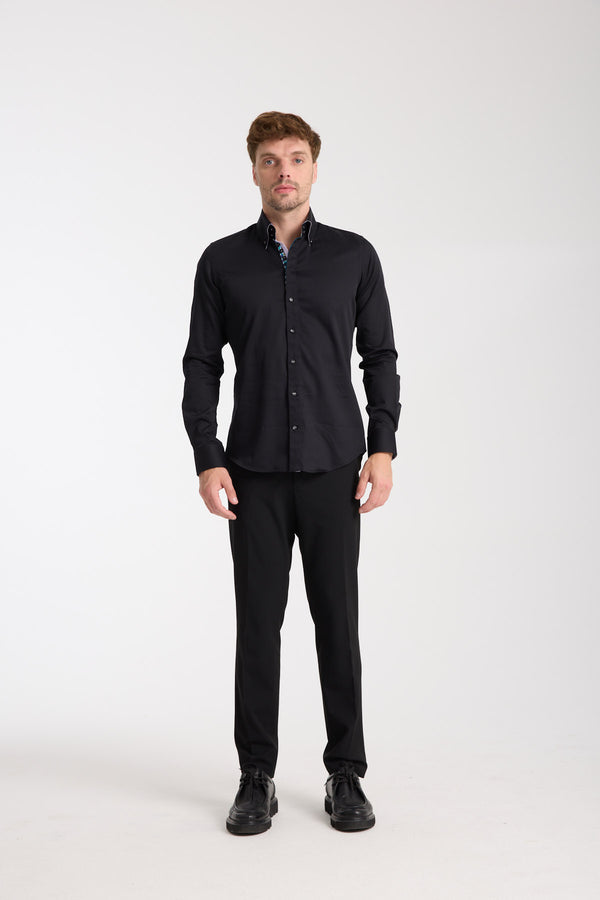 Chemise Homme Roma Iconic Satin Noir