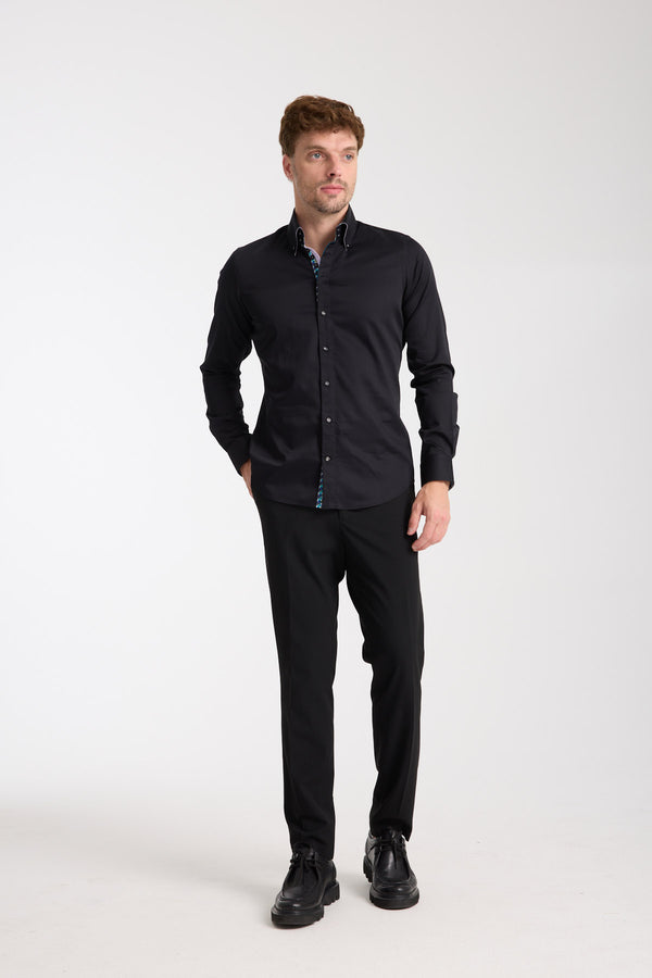 Chemise Homme Roma Iconic Satin Noir