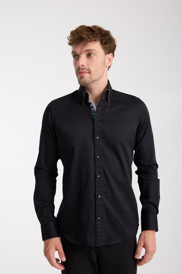 Chemise Homme Roma Iconic Satin Noir