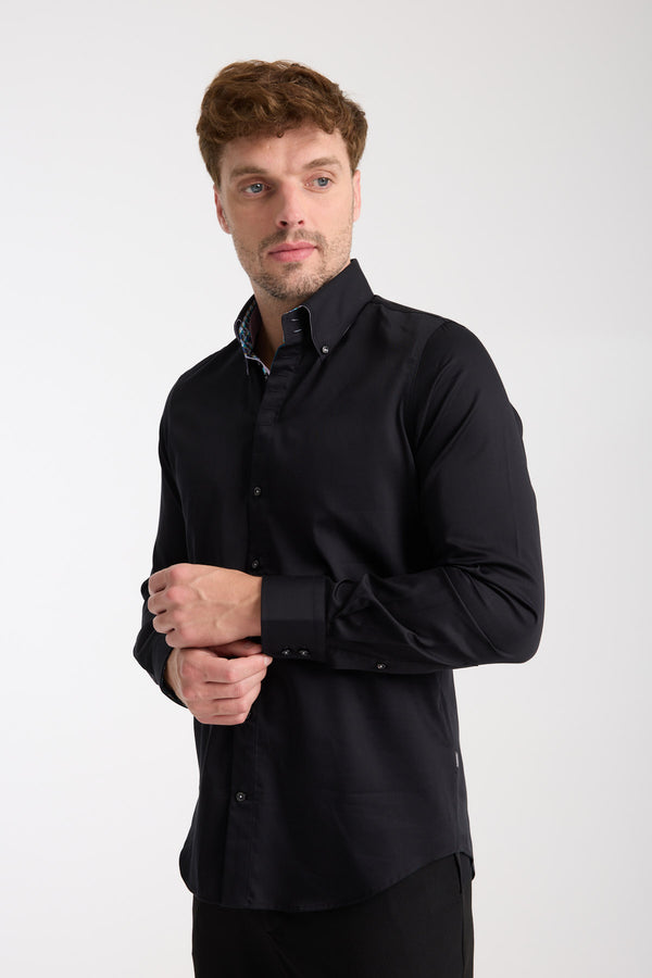 Chemise Homme Roma Iconic Satin Noir