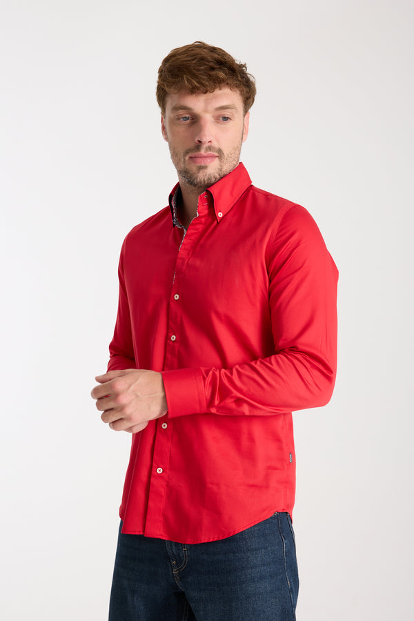 Camisa Hombre Roma Iconic Satin Rojo