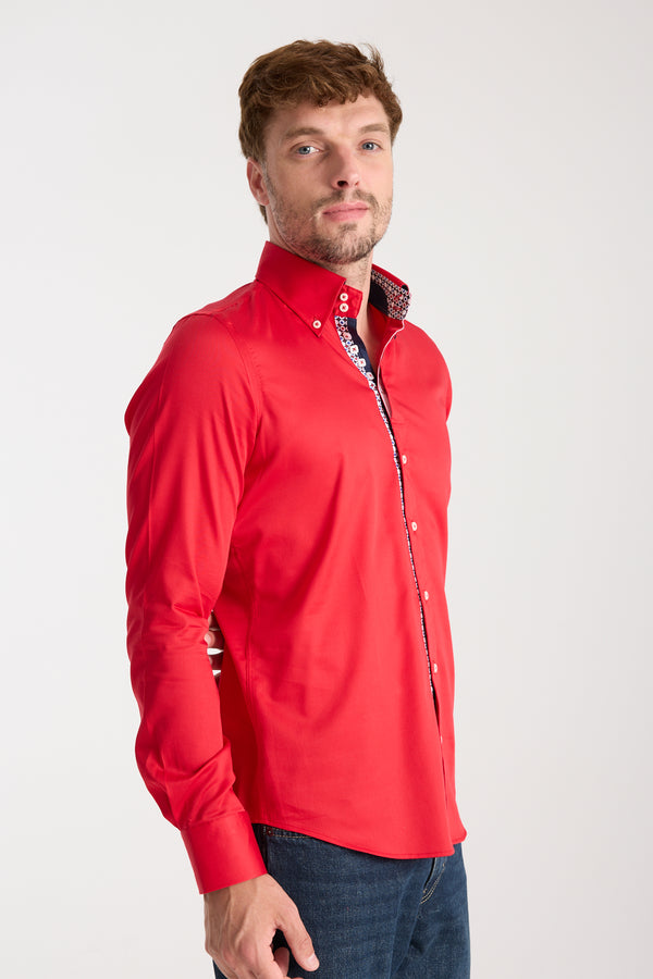 Camisa Hombre Roma Iconic Satin Rojo