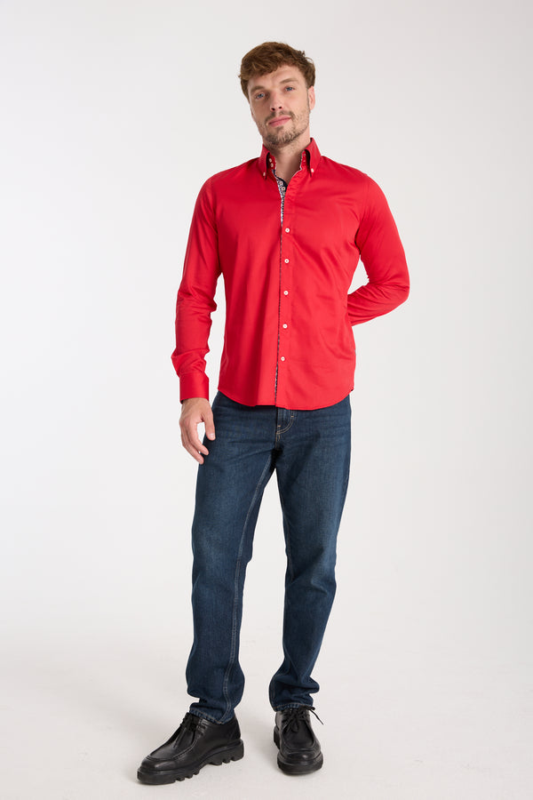 Camisa Hombre Roma Iconic Satin Rojo