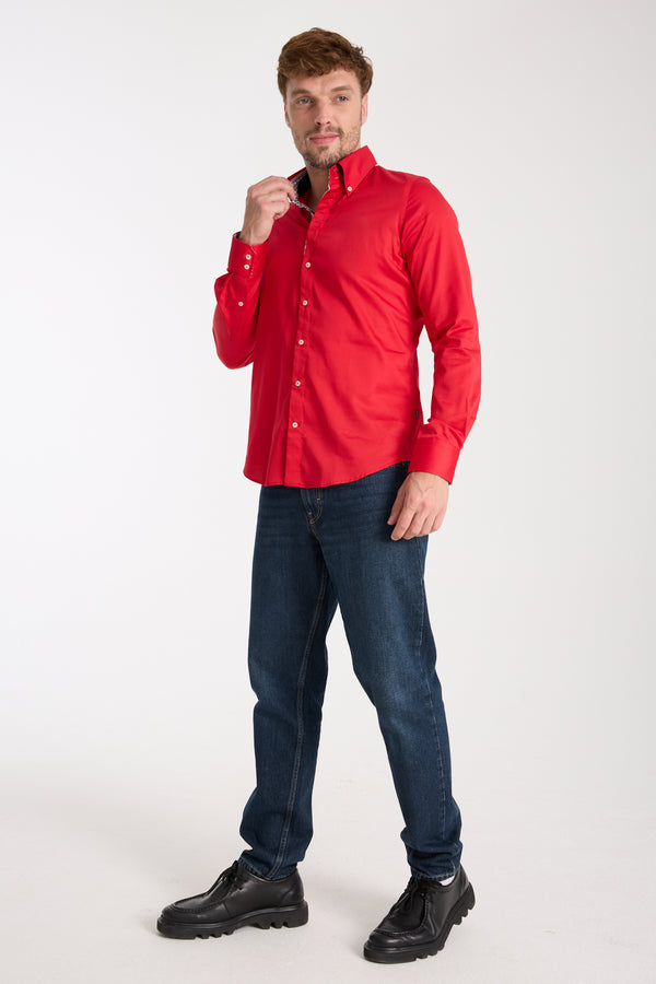 Camisa Hombre Roma Iconic Satin Rojo