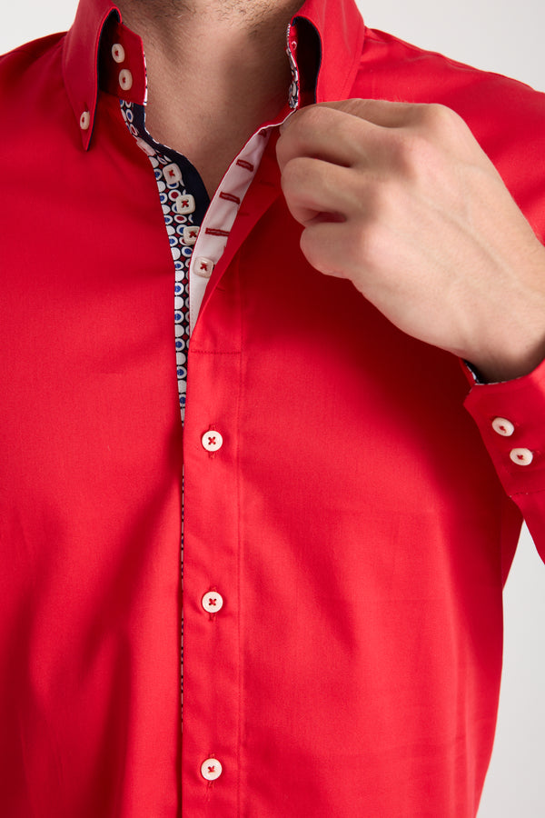 Camisa Hombre Roma Iconic Satin Rojo