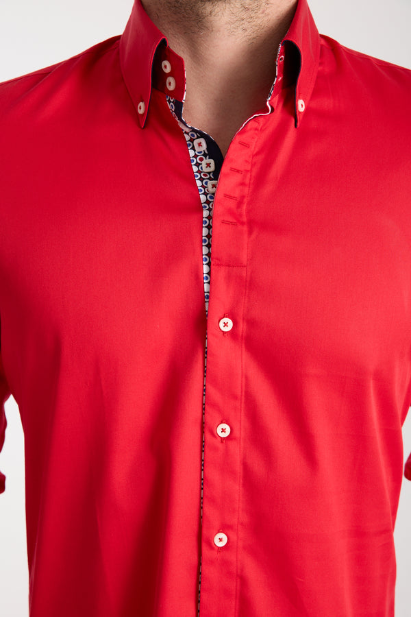 Camisa Hombre Roma Iconic Satin Rojo