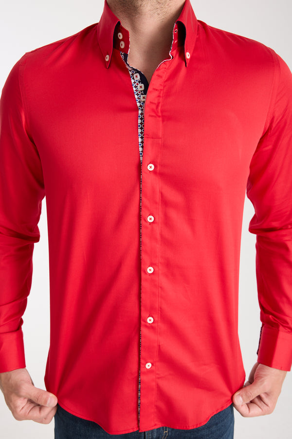 Camisa Hombre Roma Iconic Satin Rojo