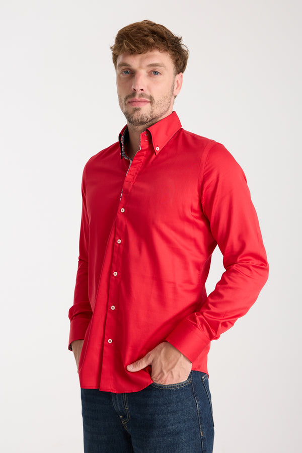 Camisa Hombre Roma Iconic Satin Rojo
