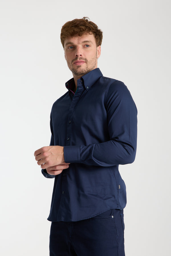 Camisa Hombre Roma Iconic Satin Azul