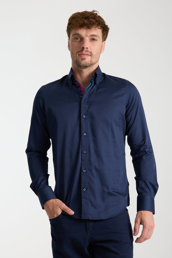 Camisa Hombre Roma Iconic Satin Azul