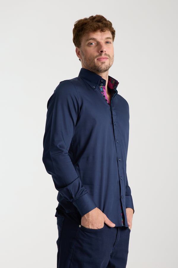 Camisa Hombre Roma Iconic Satin Azul