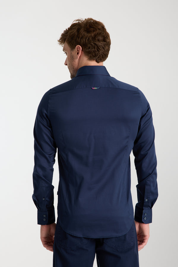 Camisa Hombre Roma Iconic Satin Azul