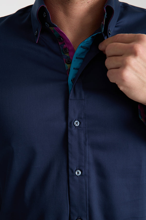 Camisa Hombre Roma Iconic Satin Azul