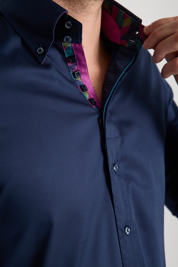 Camisa Hombre Roma Iconic Satin Azul