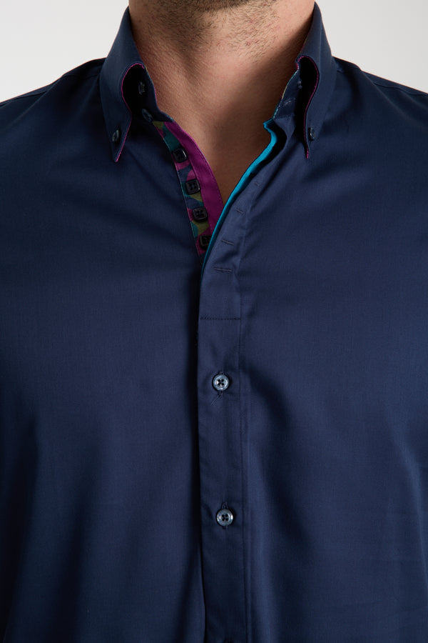 Camisa Hombre Roma Iconic Satin Azul