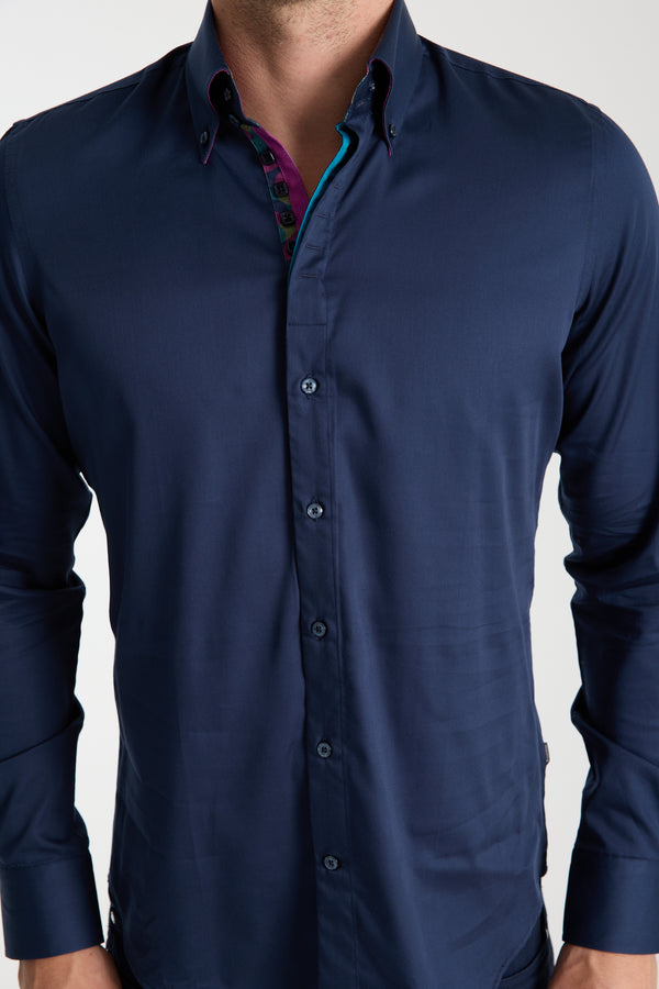 Camisa Hombre Roma Iconic Satin Azul