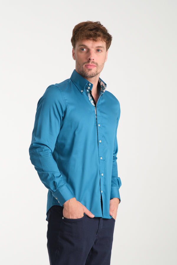 Camisa Hombre Roma Iconic Satin Verde