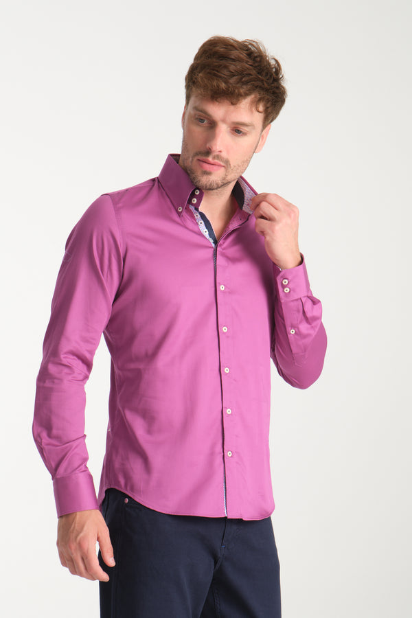 Camisa Hombre Roma Iconic Satin Morado