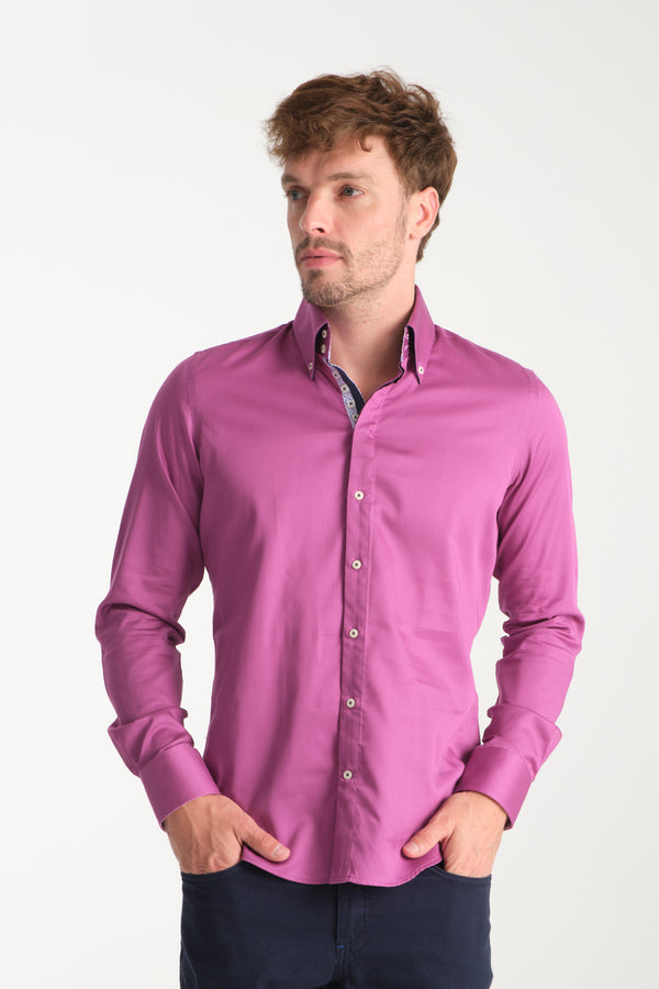 Camisa Hombre Roma Iconic Satin Morado