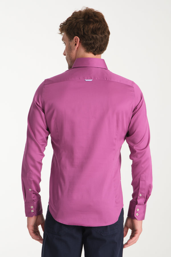 Camisa Hombre Roma Iconic Satin Morado