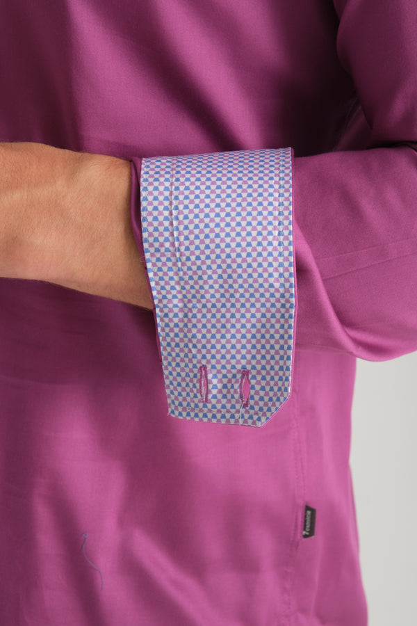Camisa Hombre Roma Iconic Satin Morado