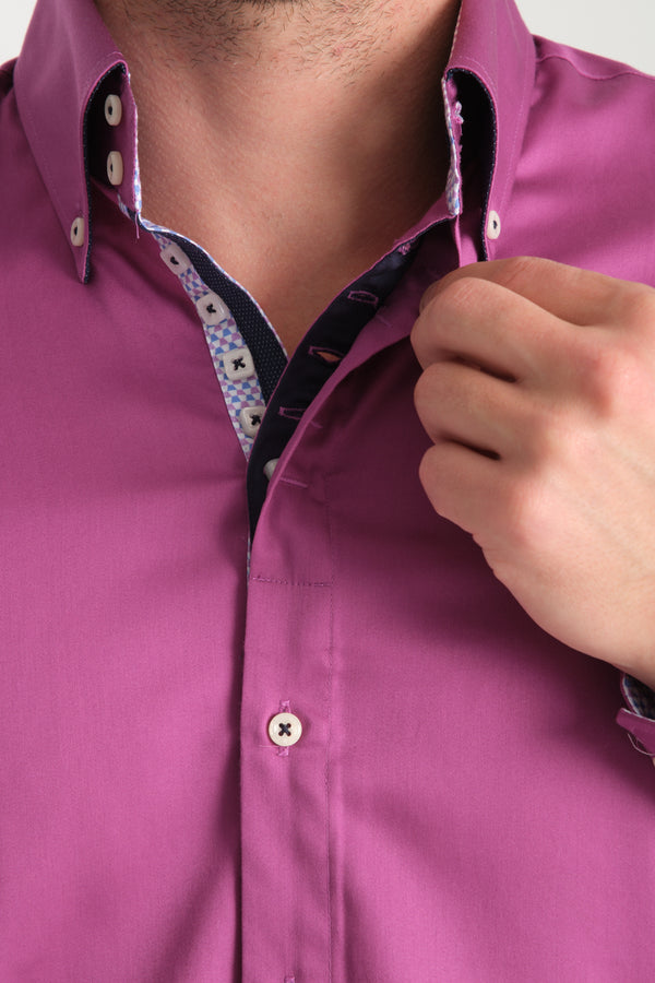 Camisa Hombre Roma Iconic Satin Morado