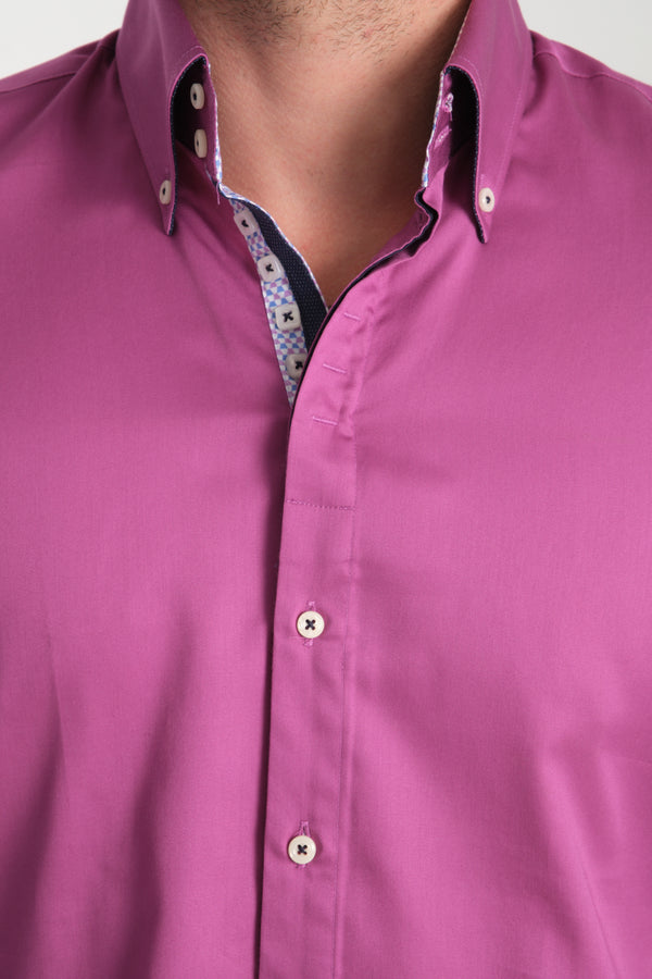 Camisa Hombre Roma Iconic Satin Morado