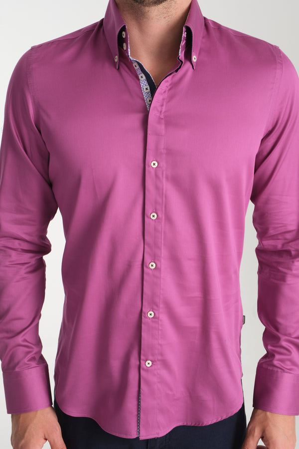 Camisa Hombre Roma Iconic Satin Morado
