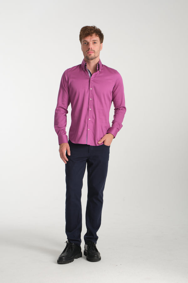 Camisa Hombre Roma Iconic Satin Morado