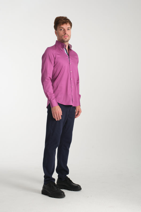 Camisa Hombre Roma Iconic Satin Morado