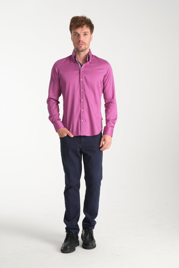 Camisa Hombre Roma Iconic Satin Morado