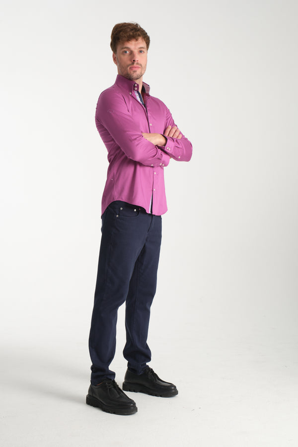 Camisa Hombre Roma Iconic Satin Morado