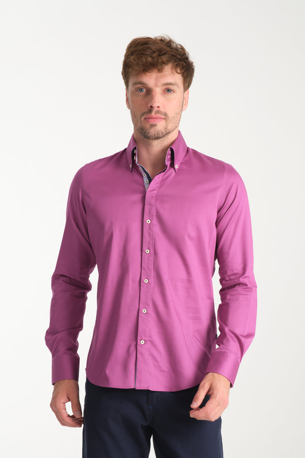 Camisa Hombre Roma Iconic Satin Morado