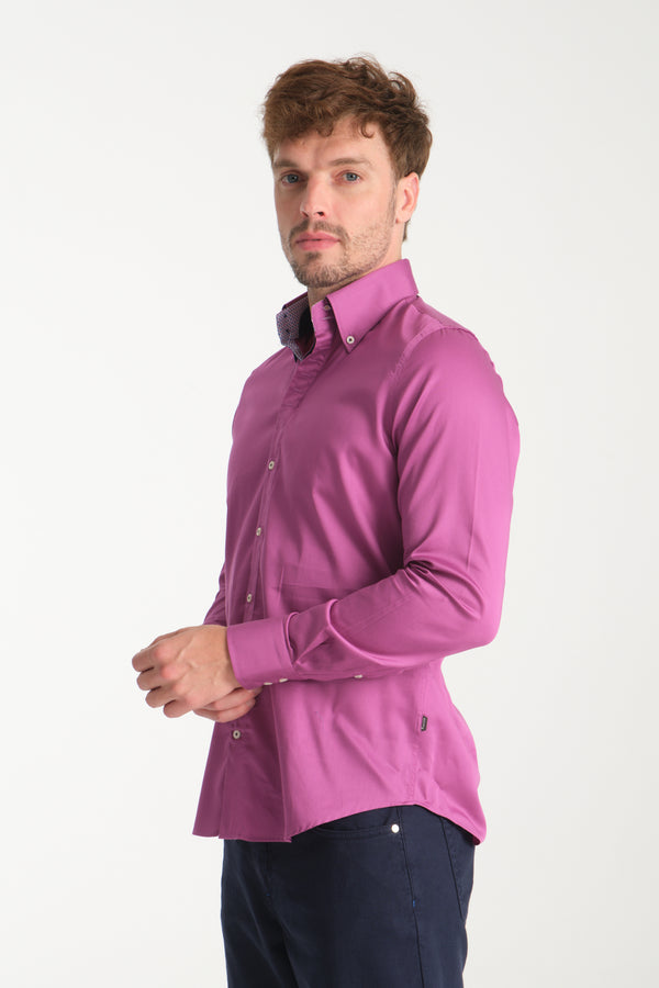 Camisa Hombre Roma Iconic Satin Morado