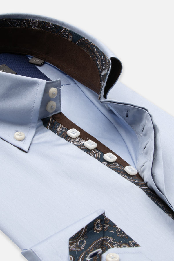Roma Iconic Satin Man Shirt Light Blue