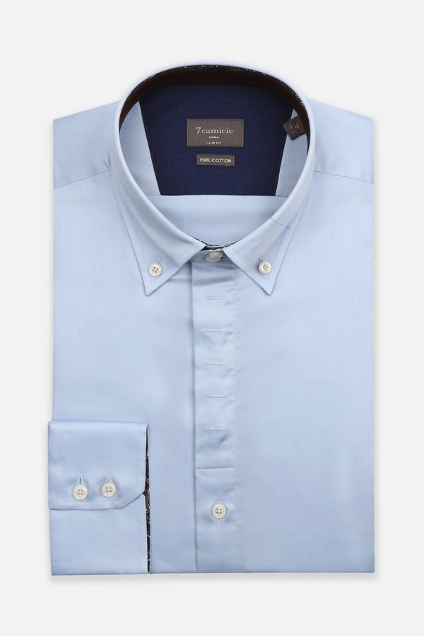 Roma Iconic Satin Man Shirt Light Blue