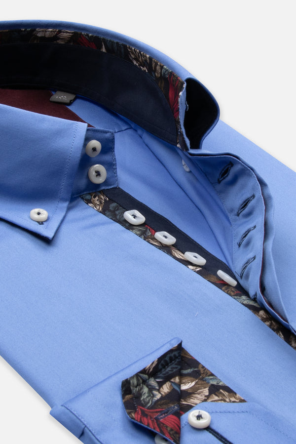 Roma Iconic Satin Man Shirt Light Blue