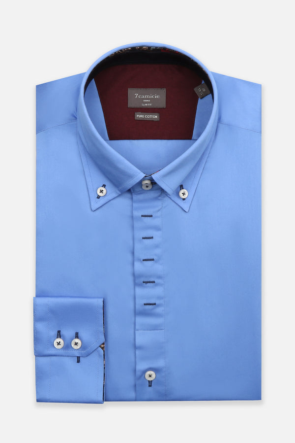 Roma Iconic Satin Man Shirt Light Blue