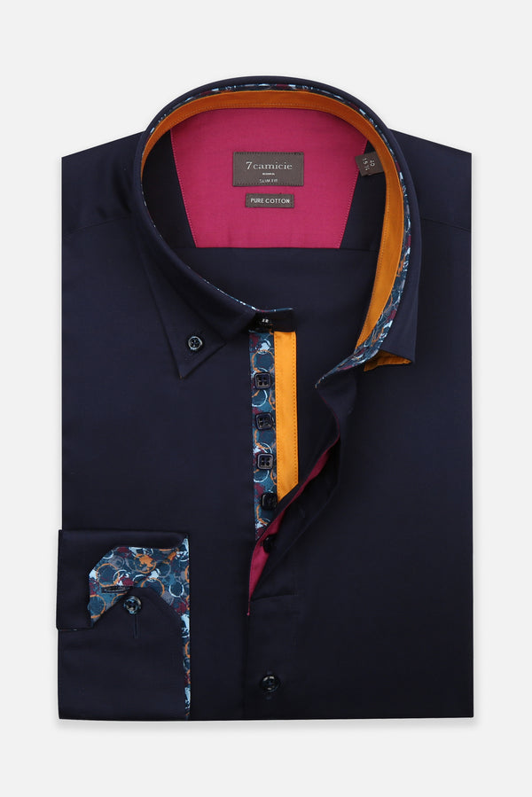 Roma Iconic Satin Man Shirt Blue