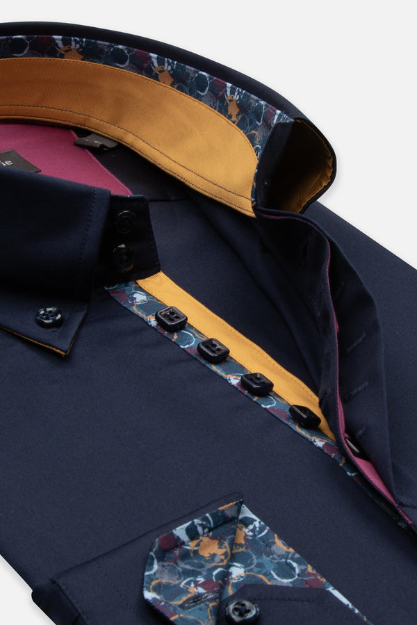Roma Iconic Satin Man Shirt Blue