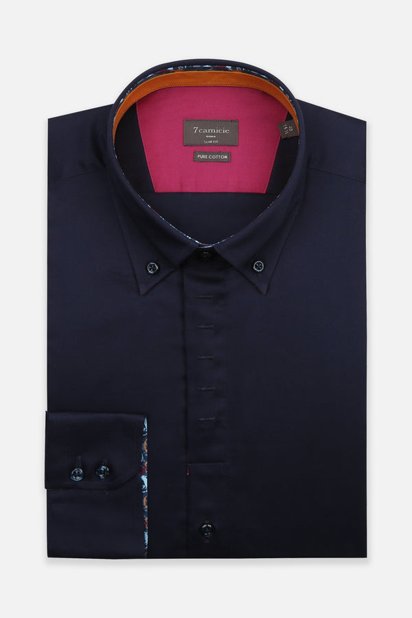 Roma Iconic Satin Man Shirt Blue