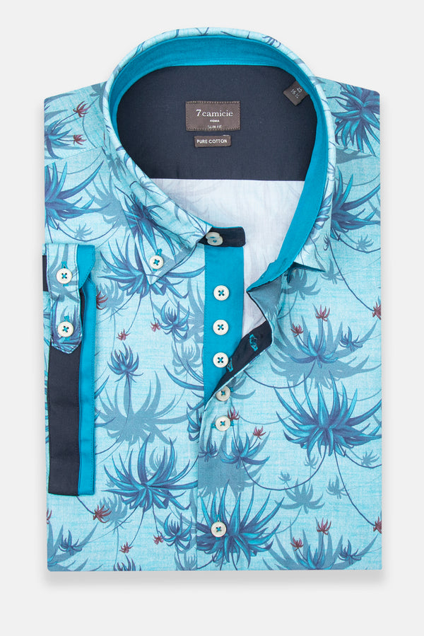Roma Iconic Herren Hemd Kurzarm Popelin Hellblau Blau